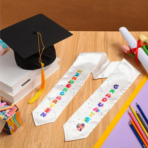 Vista 4 de Janmercy 12 Pcs Kindergarten Graduation Cap with Tassel Graduation Stole Set for Kids Kindergarten Grad Graduation