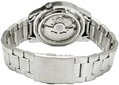 Vista 4 de Seiko Reloj automático para hombre con esfera plateada serie 5 SNKK25J1, Tono-plateado, Bobinado automático, Automático