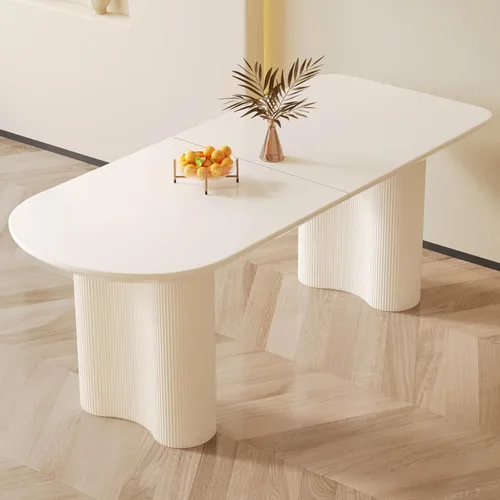 Vista 13 de Guyii Mesa de comedor de 55.11 pulgadas, mesa de cocina moderna para 6 personas, mesa de comedor interior para cocina, bar, sala de estar, espacio