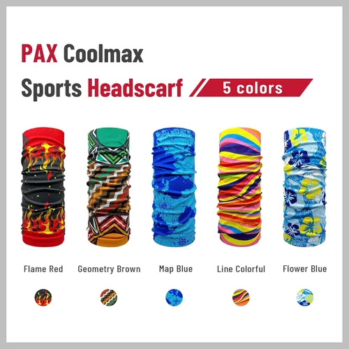 Vista 5 de PAX Coolmax - Pañuelo deportivo, polaina para el cuello, diadema, pasamontañas, bufanda mágica, protección solar UV, transpirable, elástico