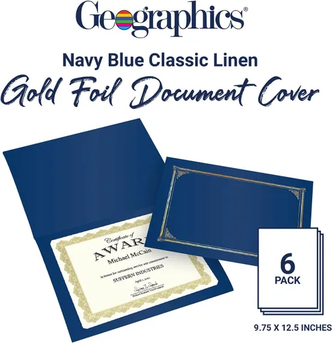 Vista 3 de Classic Linen - Fundas para certificadodocumento, 12.5 x 9.75 pulgadas, azul marino (paquete de 6)