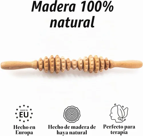 Vista 4 de Tuuli Accesorios - Rodillo de masaje ovalado de madera, rodillo corporal multifuncional para celulitis, tensión muscular y apoyo a la salud