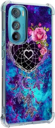 Vista 26 de Funda para Motorola Edge 2022, diseño de flores de mariposa azul, rosa, protección contra caídas, a prueba de golpes, funda protectora de cuerpo