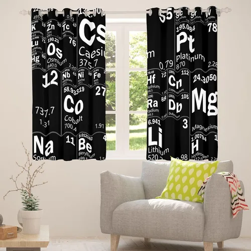Vista 13 de Cortinas con temática científica, cortinas de ventana de fórmula científica, cortinas de dormitorio con temática matemática, cortinas de ecuación