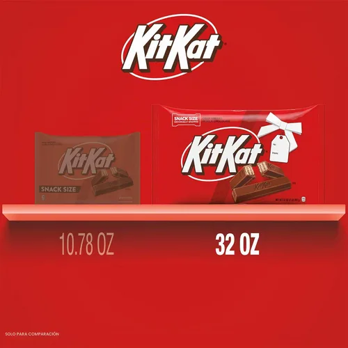 Vista 4 de KIT KAT Obleas de chocolate con leche, tamaño de bocadillo, bolsa de dulces de Navidad, 32 onzas