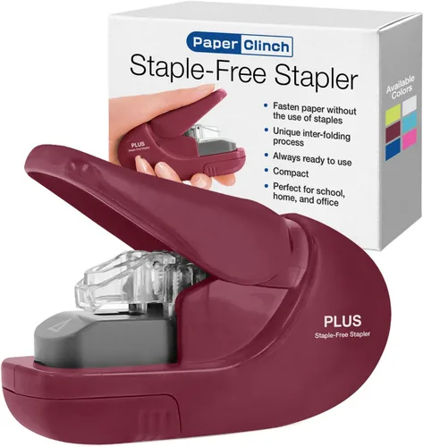 Vista 15 de Plus Paper Clinch - Engrapadora compacta sin grapas, color azul turquesa