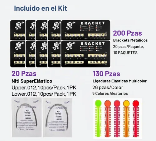 Vista 4 de 200 piezas/Paquete Mini Brackets Roth Roth Modelo de Dientes 022 Ranura Enlazable con Gancho en 345
