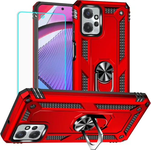 Vista 8 de Funda para Moto G Power 5G 2023 con protector de pantalla HD, funda protectora de grado militar con anillo (negro)