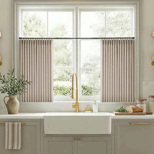 Vista 83 de TWODRAPES Juego de 2 paneles de cortinas plisadas de lino de 96 pulgadas de Avena