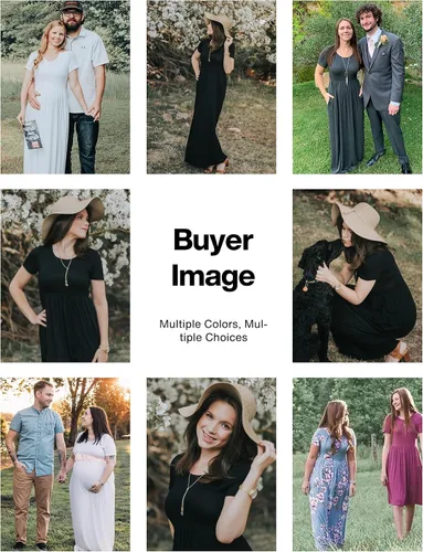 Vista 6 de VIISHOW - Vestidos largos para mujer, estilo casual, manga corta, con bolsillos