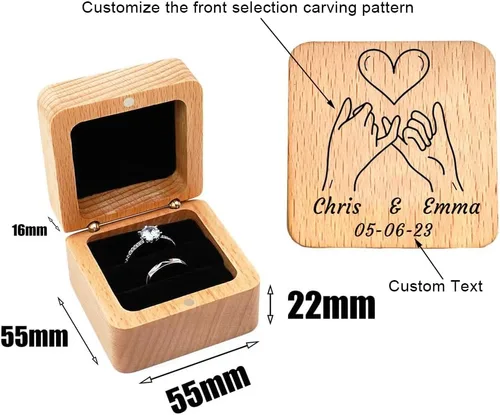 Vista 3 de Anillos de compromiso personalizados a juego para parejas, juego de anillos de boda de acero inoxidable dorado para él y ella, anillos de pareja