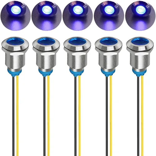 Vista 23 de Gebildet 5 piezas de luz piloto indicadora LED de plástico AC/DC 12-24V, tamaño del orificio de montaje 12 mm (rojo/naranja/azul/verde/blanco)