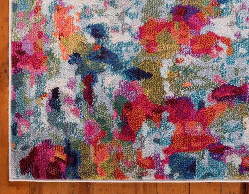 Vista 8 de Tapete Unique Loom colección Jardin para múltiples áreas, abstracta, vibrante, Polipropileno, Multicolor / naranja