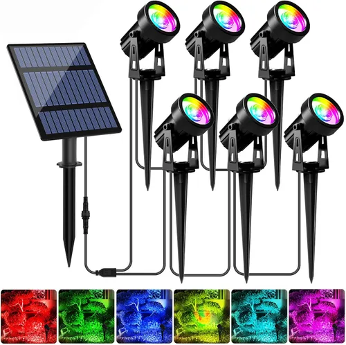Vista 17 de T-SUNUS Luces Solares de Navidad para Exteriores Blancas 6000K IP65 Impermeables 2 en 1 Reflectores de Paisaje, Cable de 9.8 pies con Panel Separado