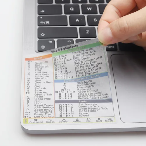 Vista 9 de KEANBOLL Paquete de 2 pegatinas de atajo de teclado Mac para MacBook Pro Chip M1-M5 de 13 a 16 pulgadas, más de 50 accesos directos macOS, vinilo