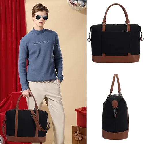Vista 30 de BLUBOON Bolsas de viaje con cremallera, bolsa de lona para mujer, bolsa de fin de semana para mujer, bolsa de lona para llevar en la bolsa de lona
