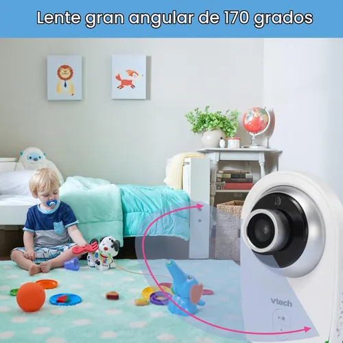 Vista 2 de VTech VM351-2 Monitor de video para bebés con lente óptica gran angular intercambiable y lente óptica estándar, 720p