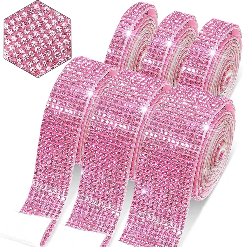 Vista 11 de 6 rollos de cinta de diamantes de imitación autoadhesiva con diamantes de imitación de 0.079 pulgadas (0.079 in) para manualidades, decoración de AB