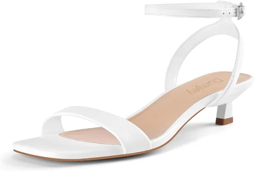 Vista 15 de Sandalias de tacón de gatito para mujer, con correa al tobillo, sandalias de tacón cuadrado con punta abierta, zapatos de fiesta de boda