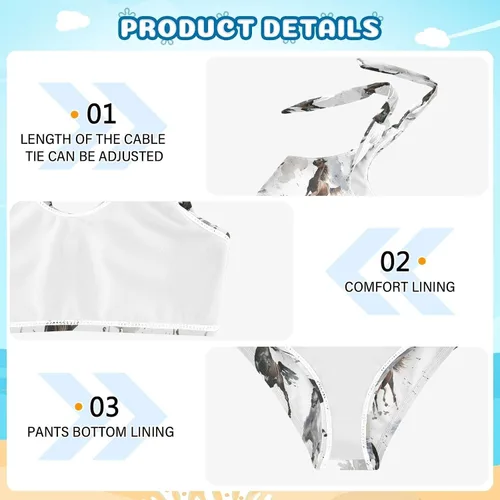 Vista 5 de CaTaKu Traje de baño de dos piezas para niñas, lindo conjunto de bikini tankini hawaiano para playa, traje de baño deportivo para niñas, talla 3-12T