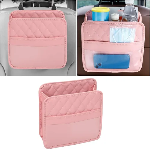 Vista 15 de Mandark Organizador de respaldo de asiento de automóvil, cuero PU, bolsillo de almacenamiento colgante para asiento trasero del vehículo, accesorios