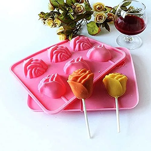 Vista 4 de Molde de silicona para palillo de queso de flor de rosa, molde de piruleta para el día de San Valentín, molde de chocolate, decoración de tartas