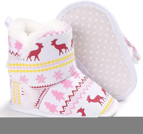 Vista 2 de Infant Snow Boots Newborn Booties Toddler First Walkers Baby Girls Boys Crib Shoes Winter Warm Prewalker Non-Slip Footwear
