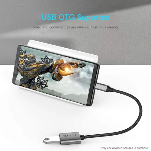 Vista 5 de Tek Styz - Adaptador USB-C USB 3.0 compatible con Google Pixel 4a 5G OTG tipo C/PD macho USB 3.0 hembra. (5 Gbps)