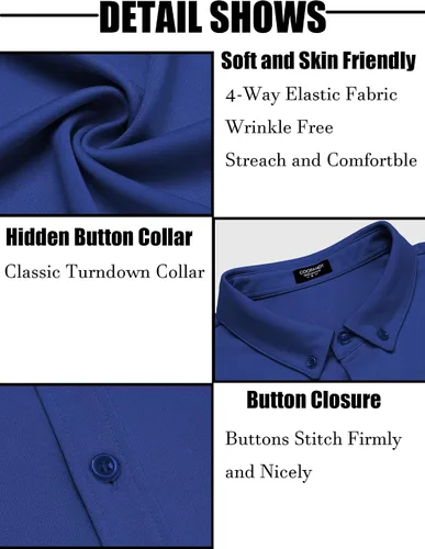 Vista 4 de COOFANDY Camisas de vestir casuales con botones y manga larga para hombre