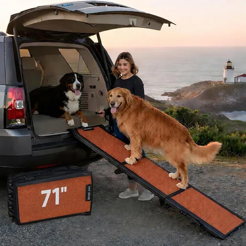 Vista 8 de Rampa de tres paneles para mascota Pet Gear, 71 pulgadas, Chocolate, longitud completa