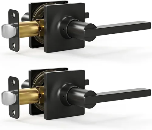 Vista 31 de HOSOM Dummy Door Handle,2 Pack Closets,French Double Doors Knobs Levers Negro mate