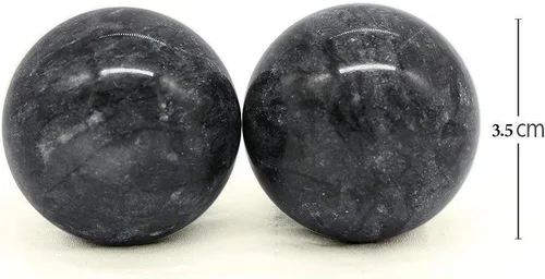 Vista 2 de Bolas de Baoding de mármol natural de 1.4 pulgadas, bolas de salud de masaje chino para terapia de ejercicio de mano y alivio del estrés