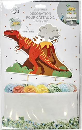 Vista 8 de PARTY TIME, EA10141, Decoración para Tortas de Dinosaurio x2: Accesorios para Cumpleaños, Fiestas y Eventos, Formato Práctico 11 x 7.9 in, Diversión