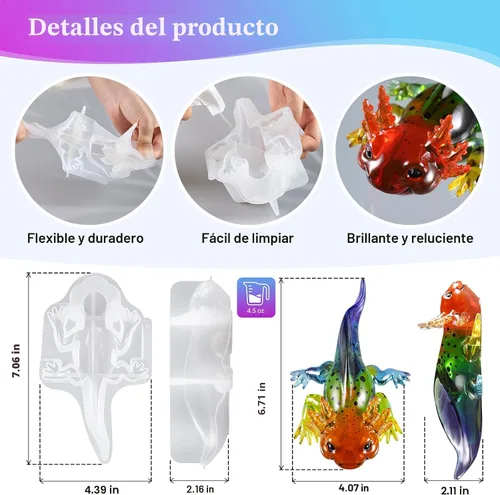 Vista 3 de Let's Resin Moldes grandes de resina de ajolote de silicona, moldes de silicona de animales detallados en 3D, moldes de resina epoxi flexibles