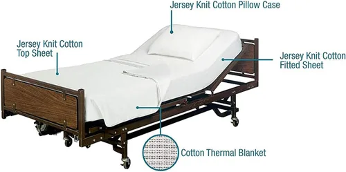 Vista 4 de Careoutfit Ropa de cama de hospital todo en uno en una bolsa, sábana superior, sábana inferior, funda de almohada y manta, color blanco premium