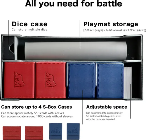 Vista 4 de Caja de cartas, funda de cartas, caja de cartas, caja de cartas de cuero, tamaño grande, compatible con 550 tarjetas con funda compatible