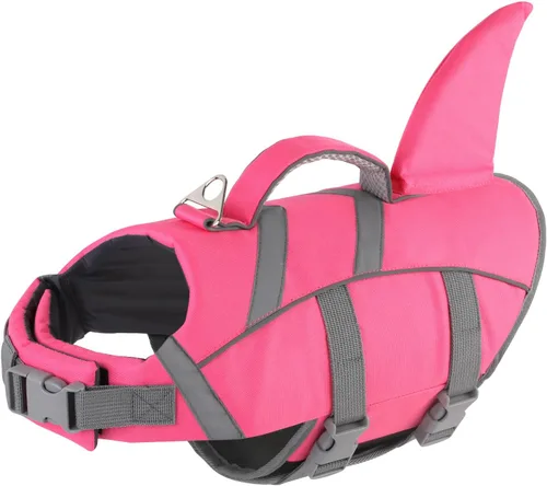 Vista 7 de Doglay Chaleco salvavidas para perro, chaleco salvavidas de tiburón Camuflaje azul-tiburón
