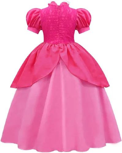 Vista 2 de Rxiduoy Vestido de fiesta de Halloween para niña, disfraz de princesa melocotón de Super Brothers