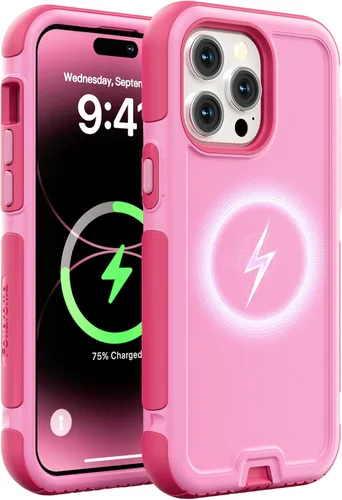 Vista 22 de Follaroma Funda para iPhone 14, compatible con MagSafe, resistente a prueba de golpes, protección anticaídas, cubierta magnética de doble capa