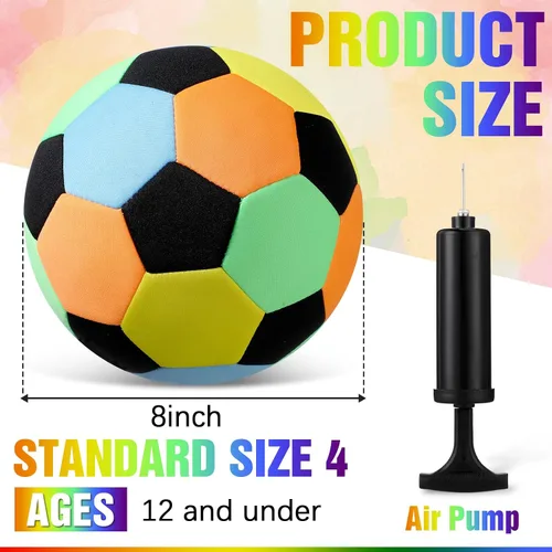 Vista 2 de Soulchen Paquete de 2 pelotas de fútbol de interior suaves, tamaño 4, para niños, regalo deportivo creado para niños a partir de 3 años, niños