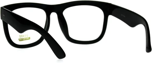Vista 3 de PASTL Negro De Gran Tamaño Gafas Cuadradas Grueso Cuerno Borde Claro Lente Marco