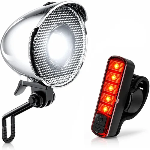 Vista 10 de Retro Vintage Bike Front Light New Version 350Lumen High-Brightness Headlights IPX6 Waterproof Classic Retro Night Riding Safety Bicycle Headlights