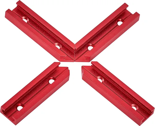 Vista 3 de Kit de intersección de riel en T de 3 pulgadas con tornillos para madera - Perfil universal de riel en T de doble corte con orificios de montaje