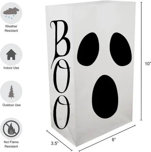 Vista 5 de LumaBase Bolsas de plástico Luminaria, Ghost - Juego de 12