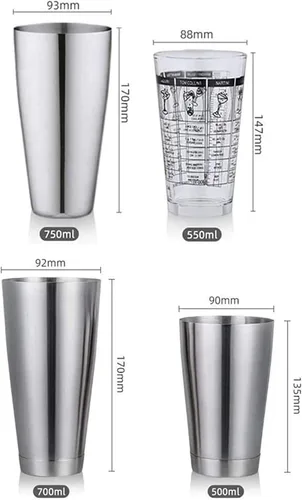 Vista 3 de Juego de coctelera de 17 piezas, kit de barman perfecto para mezclar bebidas, herramientas de barra de acero inoxidable con soporte