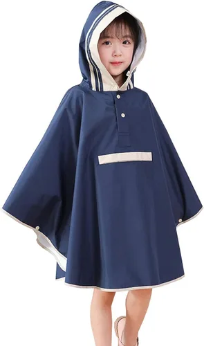 Vista 3 de Hiheart Impermeable impermeable impermeable poncho de lluvia con capucha para niñas