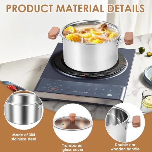 Vista 10 de Olla de vapor de acero inoxidable de 2 niveles con inserto de vapor y cesta