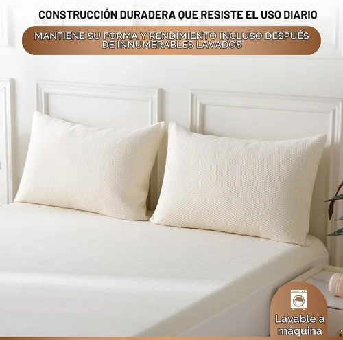 Vista 5 de Paquete de 2 protectores de almohada orgánicos refrescantes de lujo, tamaño Queen, fundas impermeables con cremallera, superficie de algodón