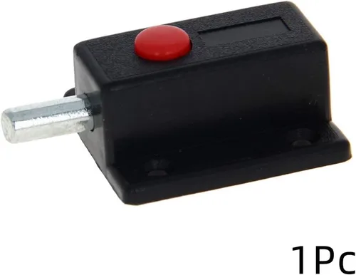 Vista 3 de MroMax Pestillo de perno de puerta con resorte, pestillo deslizante de plástico negro con botón de interruptor sin manija para puerta, gabinete