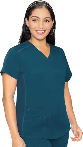 Vista 20 de Med Couture Touch - Camisa médica con cuello en V para mujer Sorbete de albaricoque